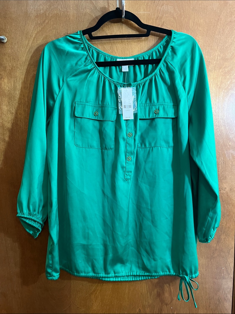 New York & Company Bright Emerald Green Button-Front Tunic Blouse Bundle
